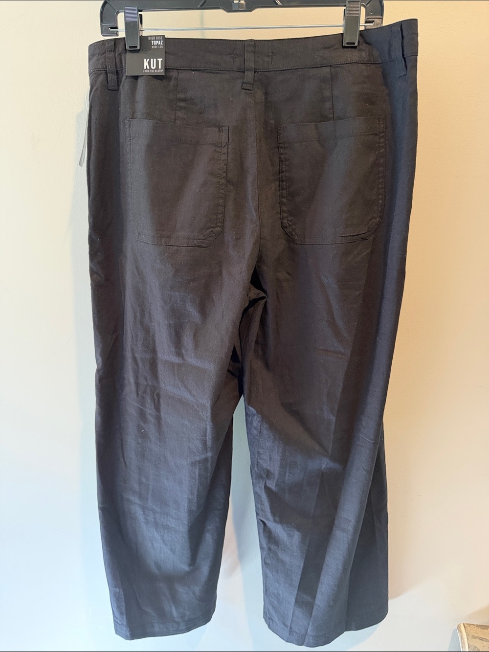 Kut from the Kloth 10 Topaz Black High-Waist Crop Wide Leg Linen Blend Pants - Picture 10 of 11